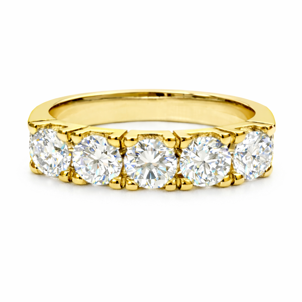 5 Stones Modern Eternity band yellow gold