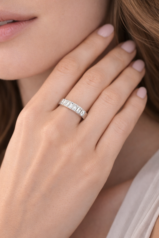 7 Emerald Cut Diamonds Classic Eternity Band