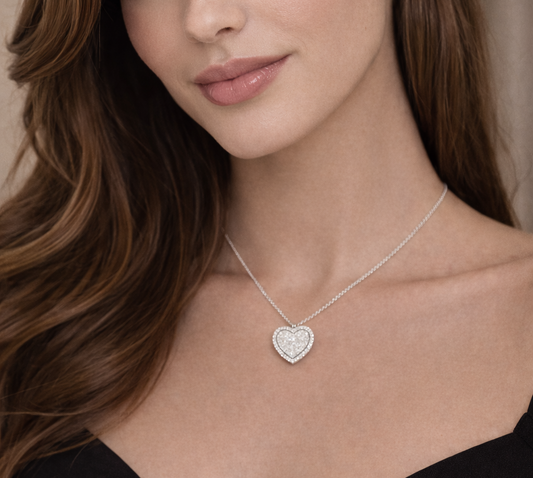 Heart Pavè Halo Pendant