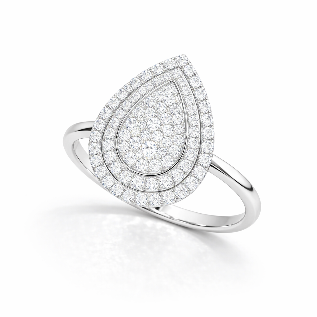 Pear Pavé Double Halo Ring