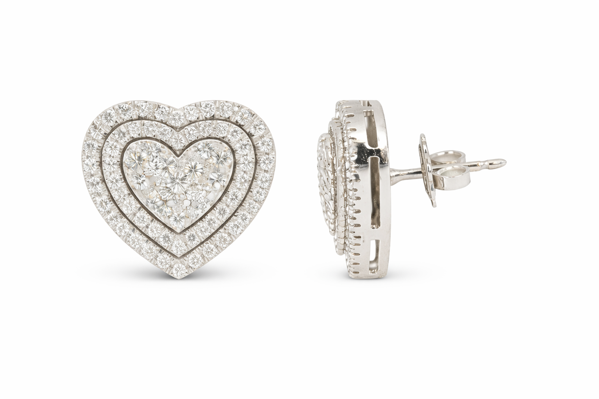 Heart Pavè Double Halo earrings
