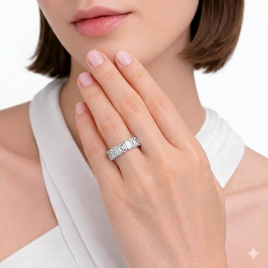 Emerald Cut Design Eternity Band