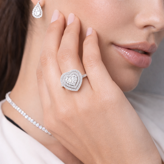 Heart Pavé Double Halo Ring model