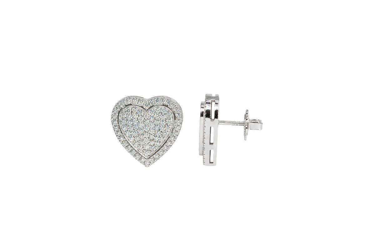 Heart Pavè Halo Earrings