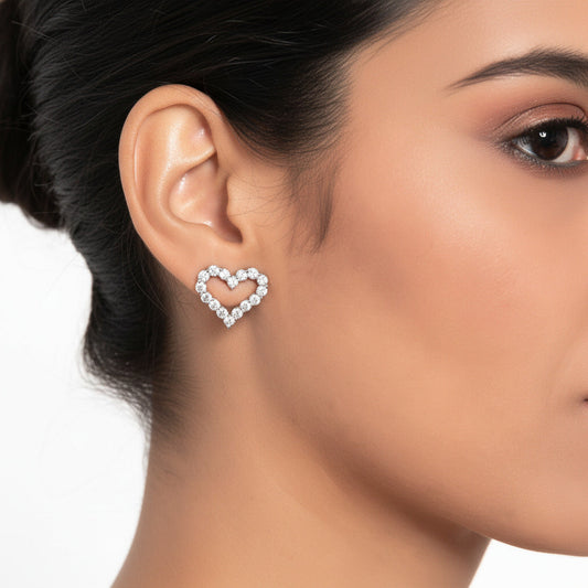 Open heart diamond earrings