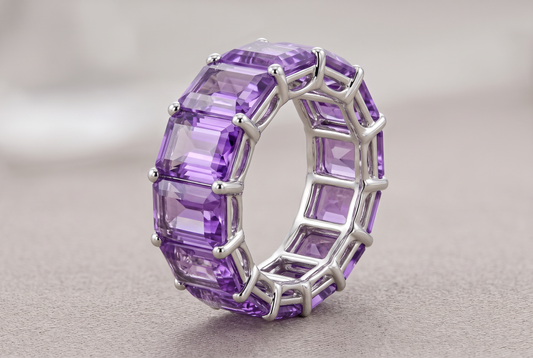 Amethyst Ring 21.97 Carat, 21-Stone Full Eternity Band