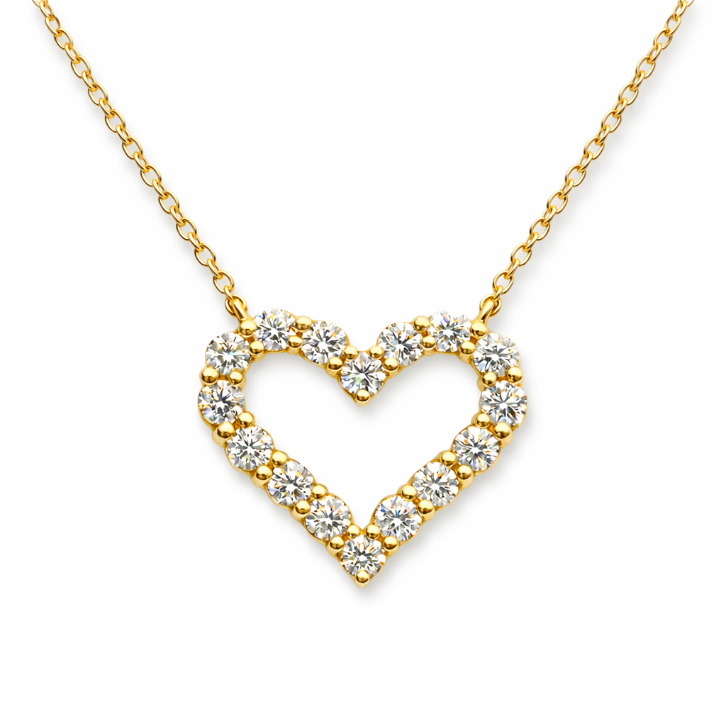open heart yellow gold pendant