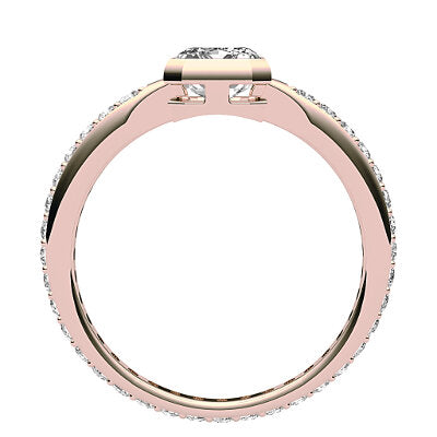 Simple Flat Emerald Solitaire Full diamond band