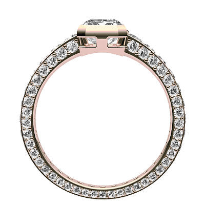 Simple Flat Emerald Solitaire Full coverage diamond band
