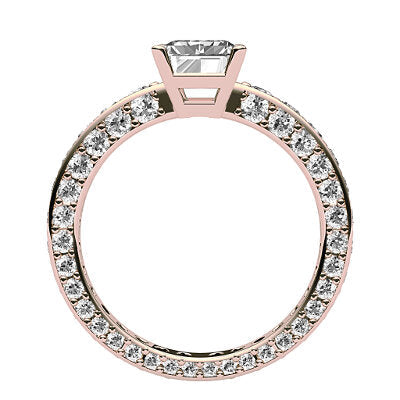 Simple Flat Emerald Solitaire Full coverage diamond band 4 Prongs