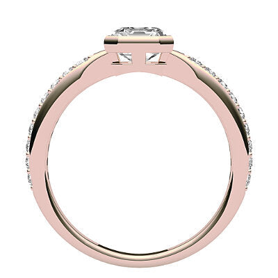 Simple Flat Asscher Solitaire Half diamond band