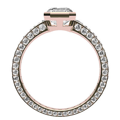 Simple Flat Asscher Solitaire Full coverage diamond band