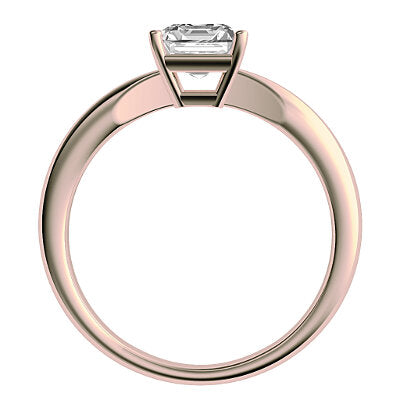 Simple Flat Asscher Solitaire Classic band 4 Prongs