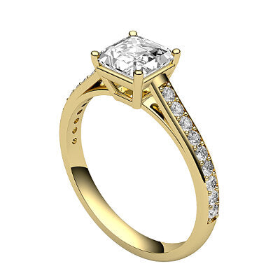Trionfo Asscher Solitaire Half diamond band 4 Prongs