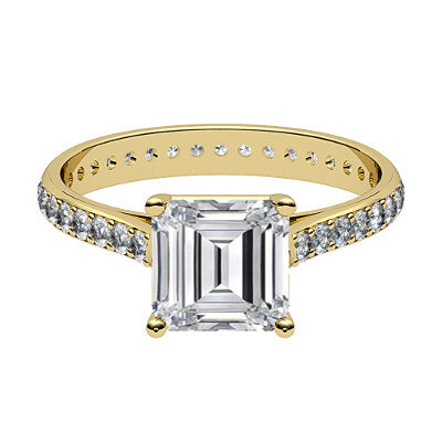 Vittoria Asscher Solitaire Full diamond band 4 Prongs