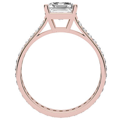 Vittoria Asscher Solitaire Full diamond band 4 Prongs