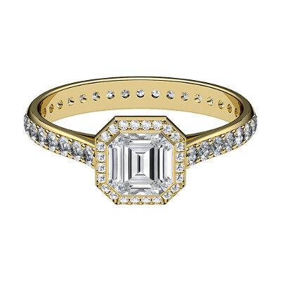 Vittoria Asscher Solitaire halo Full diamond band