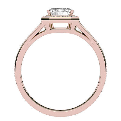 Trionfo Asscher Solitaire halo Full diamond band 4 Prongs