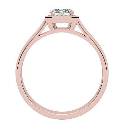 Vittoria Asscher Solitaire halo Classic band 4 Prongs