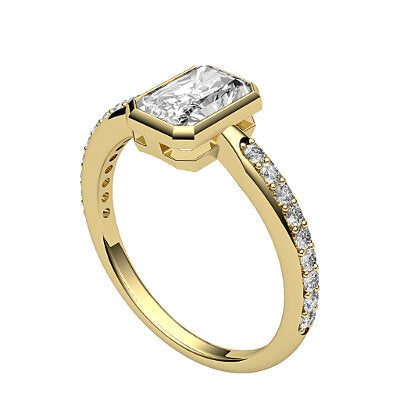 Simple Flat Radiant Solitaire Half diamond band