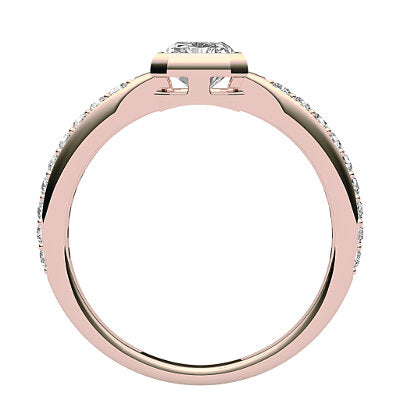 Simple Flat Radiant Solitaire Half diamond band