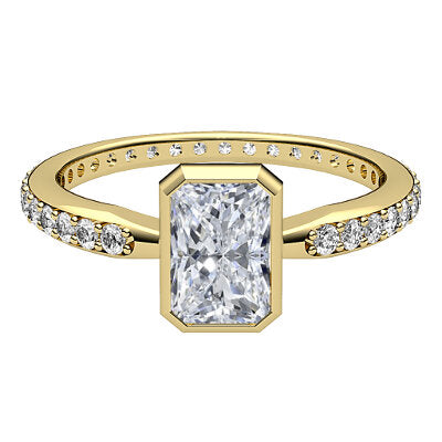 Simple Flat Radiant Solitaire Full diamond band