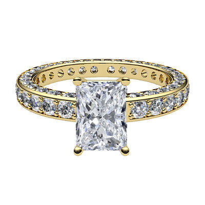 Simple Flat Radiant Solitaire Full coverage diamond band 4 Prongs
