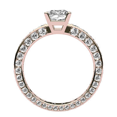 Simple Flat Radiant Solitaire Full coverage diamond band 4 Prongs