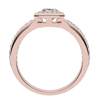Simple Flat Radiant Solitaire halo Half diamond band