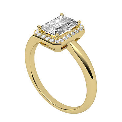 Simple Flat Radiant Solitaire halo Classic band 4 Prongs