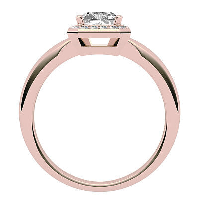 Simple Flat Radiant Solitaire halo Classic band 4 Prongs