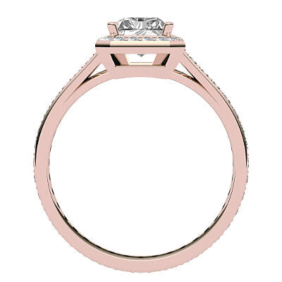 Trionfo Radiant Solitaire halo Full diamond band 4 Prongs