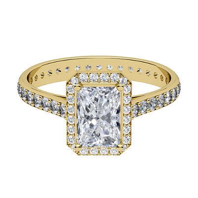 Vittoria Radiant Solitaire halo Full diamond band 4 Prongs