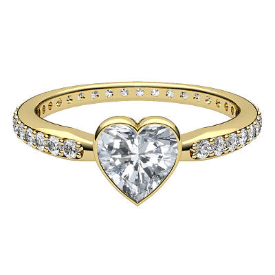 Simple Flat Heart Solitaire Full diamond band