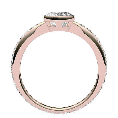 Simple Flat Heart Solitaire Full diamond band