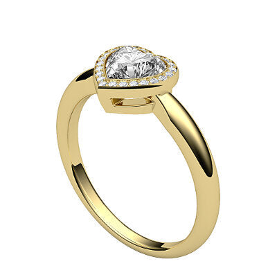 Simple Flat Heart Solitaire halo Classic band