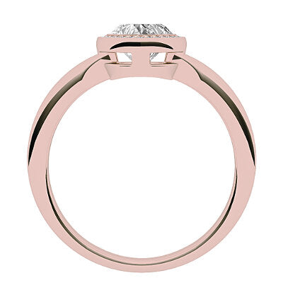 Simple Flat Heart Solitaire halo Classic band