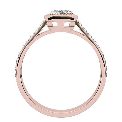 Vittoria Heart Solitaire halo Half diamond band