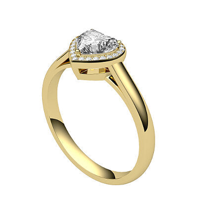 Trionfo Heart Solitaire halo Classic band 3 Prongs