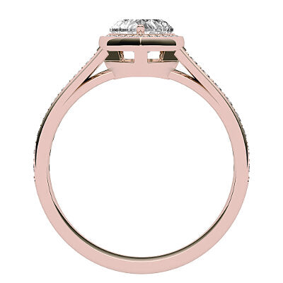 Trionfo Heart Solitaire halo Half diamond band 3 Prongs