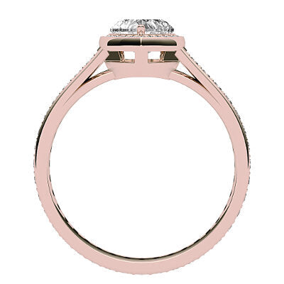 Trionfo Heart Solitaire halo Full diamond band 3 Prongs