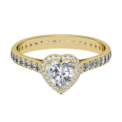 Vittoria Heart Solitaire halo Full diamond band 3 Prongs