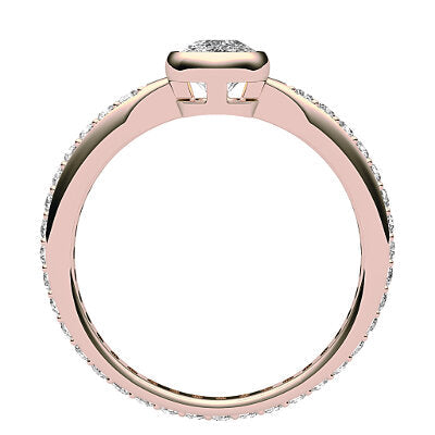 Simple Flat Cushion Solitaire Full diamond band