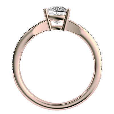 Simple Flat Cushion Solitaire Half diamond band 4 Prongs