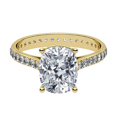Vittoria Cushion Solitaire Full diamond band 4 Prongs