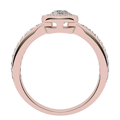 Simple Flat Cushion Solitaire halo Half diamond band