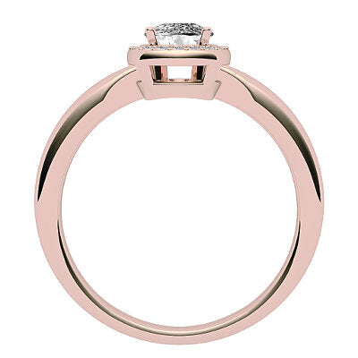 Simple Flat Cushion Solitaire halo Classic band 4 Prongs