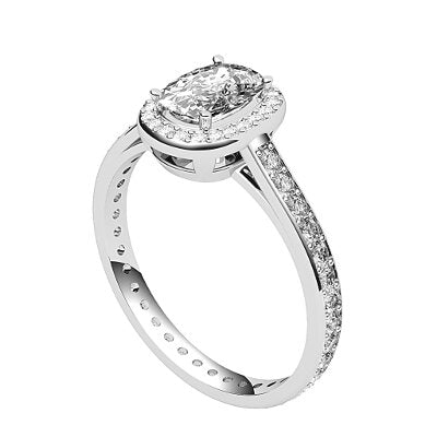 Trionfo Cushion Solitaire halo Full diamond band 4 Prongs