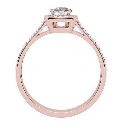 Vittoria Cushion Solitaire halo Half diamond band 4 Prongs