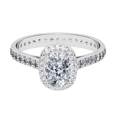 Vittoria Cushion Solitaire halo Full diamond band 4 Prongs